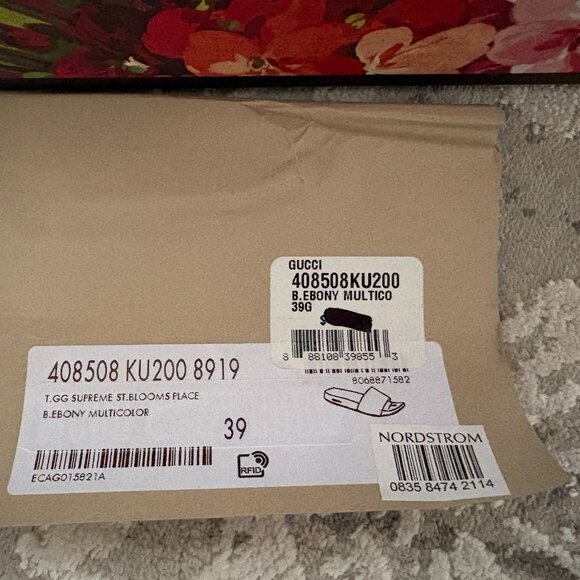 GUCCI GG Supreme St Blooms Place Floral Logo Slides Sandals - EU 39 US 8 - Picture 4 of 4